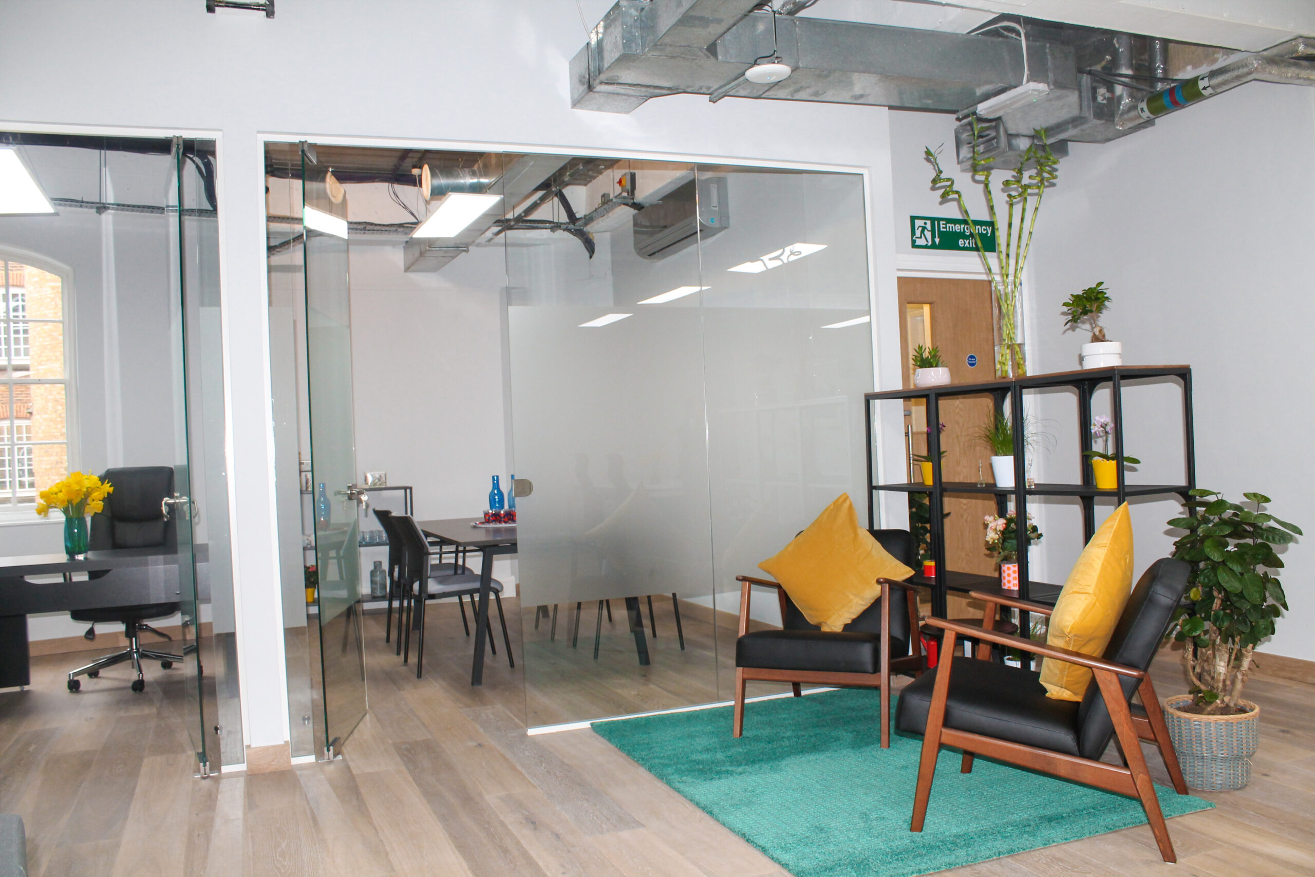 Private meeting room and breakout seating area at 2 Bath Place