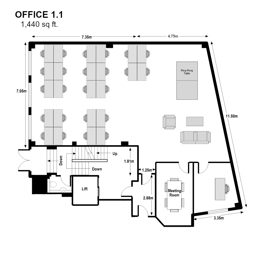Floorplan layout for Office 1.1 at 2 Bath Place Shoreditch