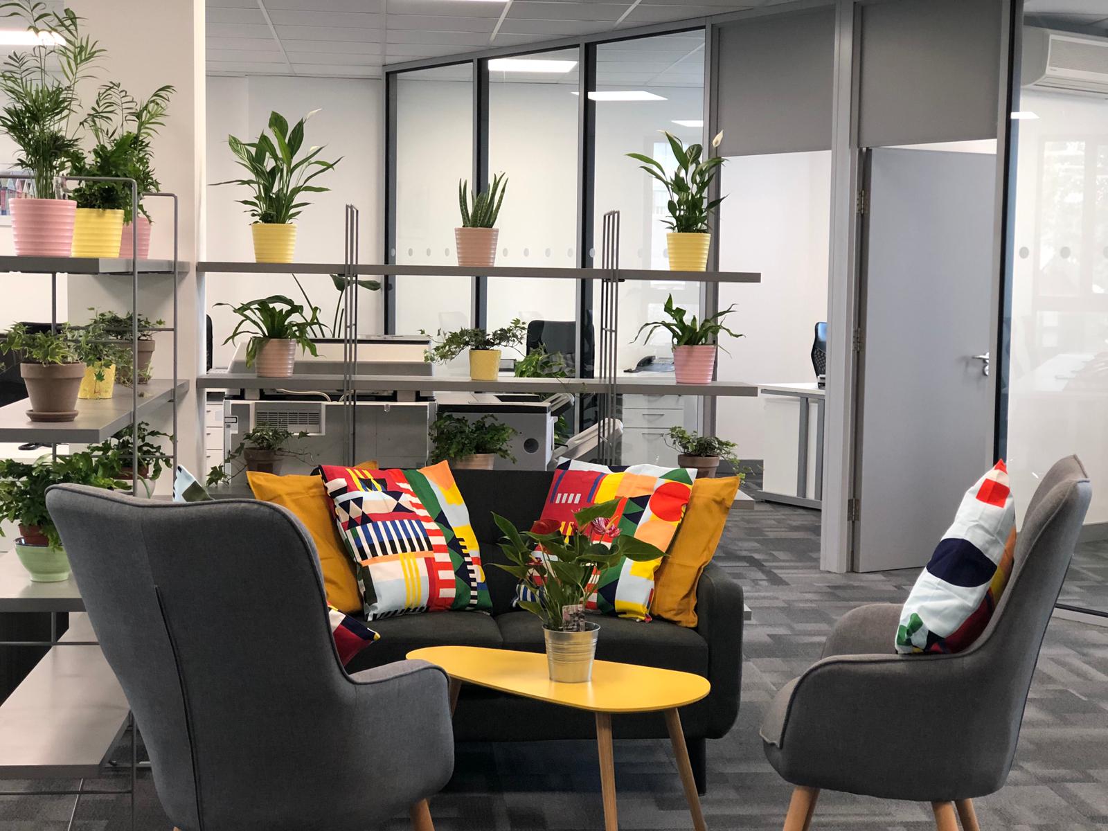 Breakout seating area inside serviced office in Putney