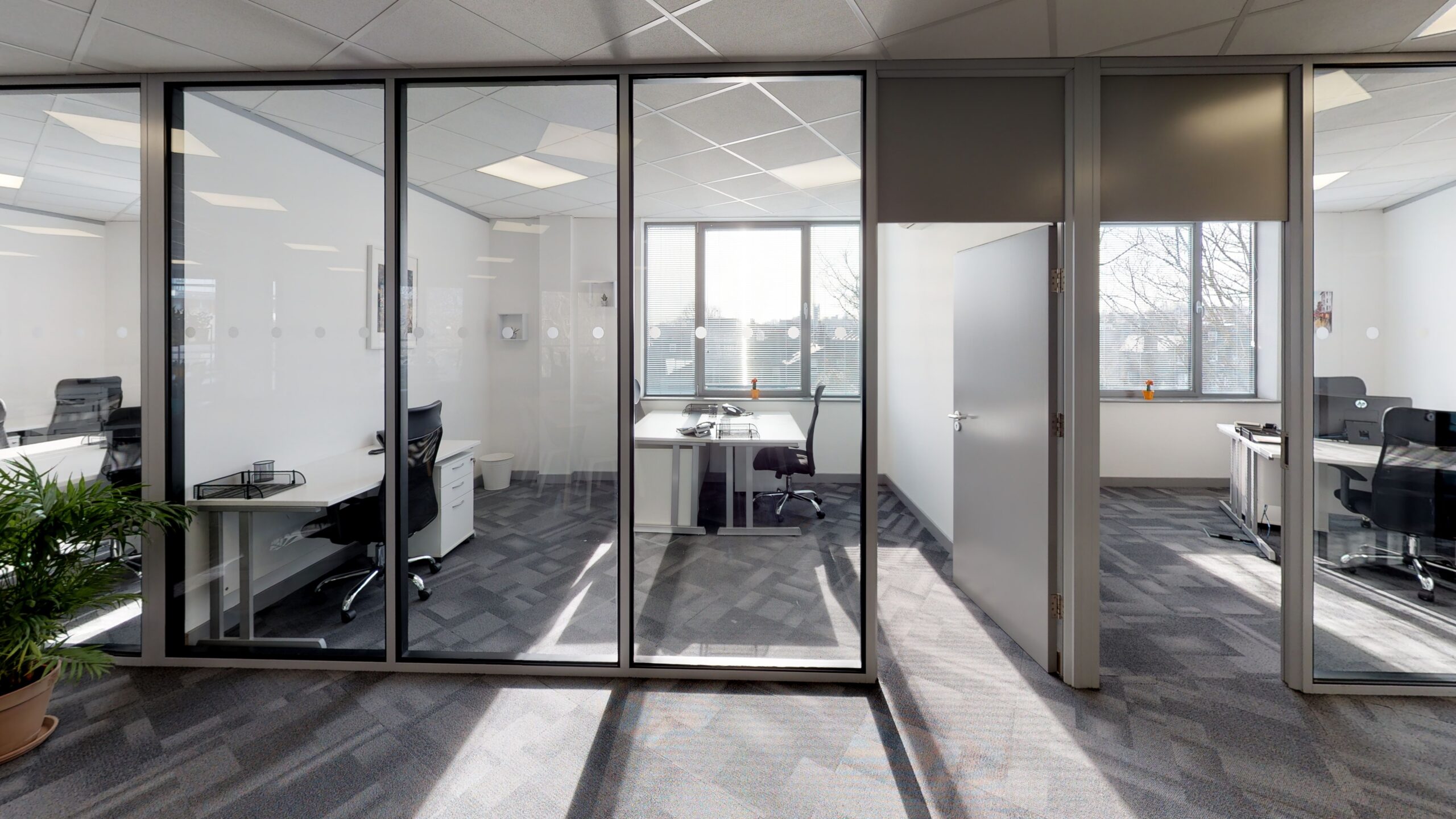Glass meeting rooms and private office space in Putney serviced office
